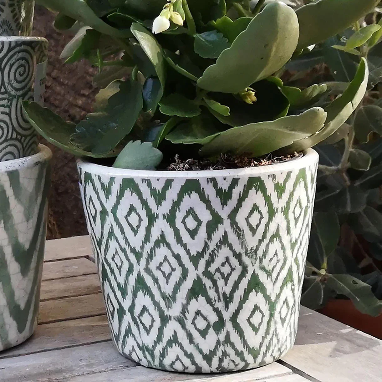 Aged Jardin Green Plant Pots - Image 2