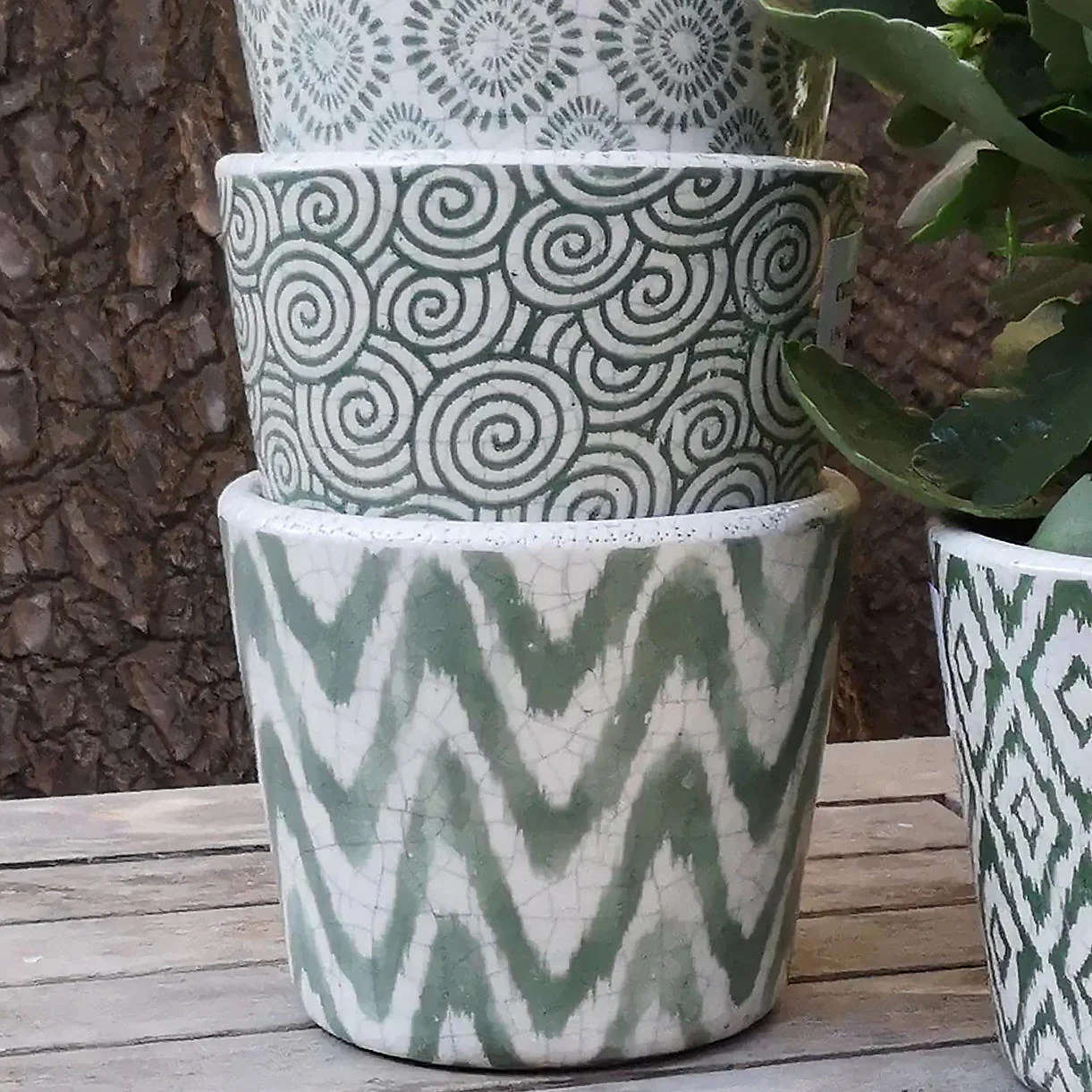 Aged Jardin Green Plant Pots - Image 3