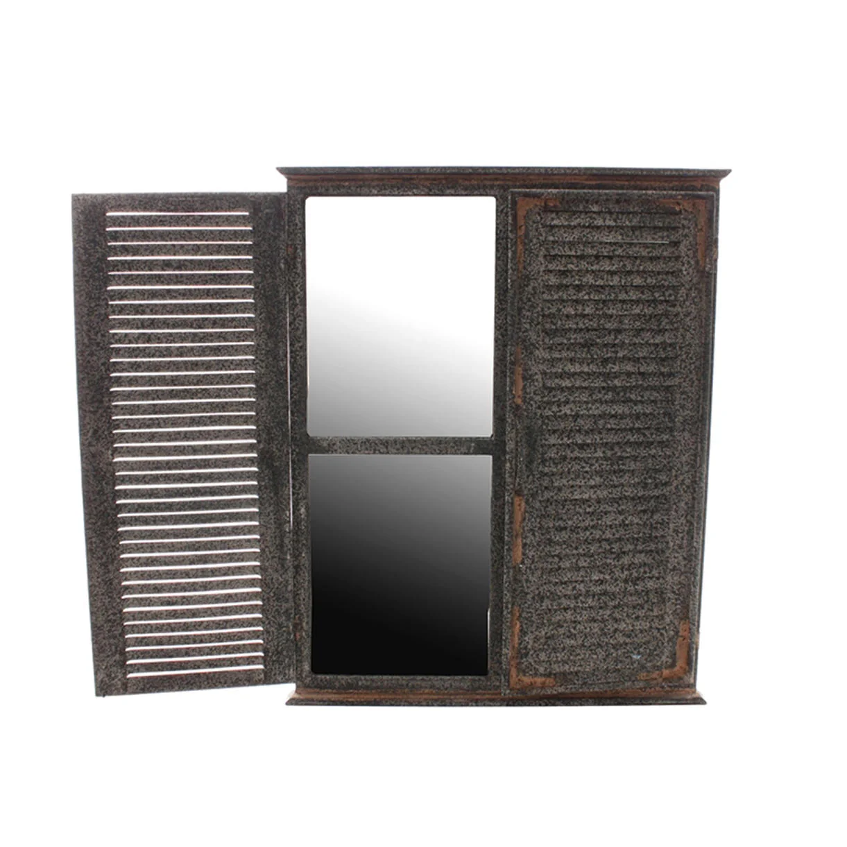 Outdoor Aged Mirror with Shutters - Image 3