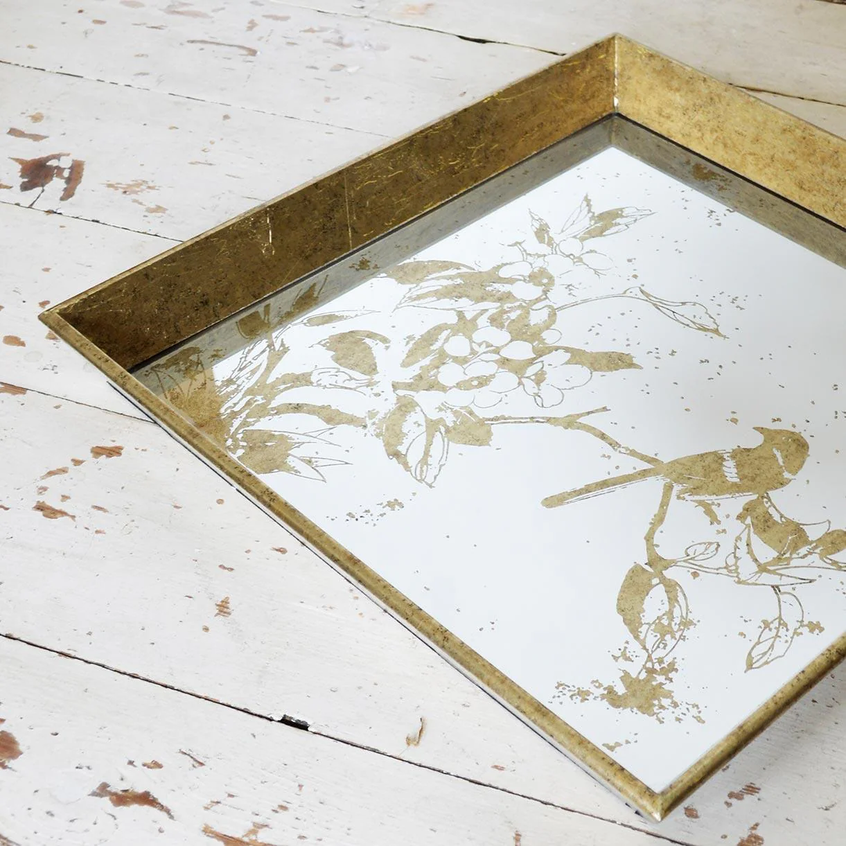 Aged Mirrored Square Tray