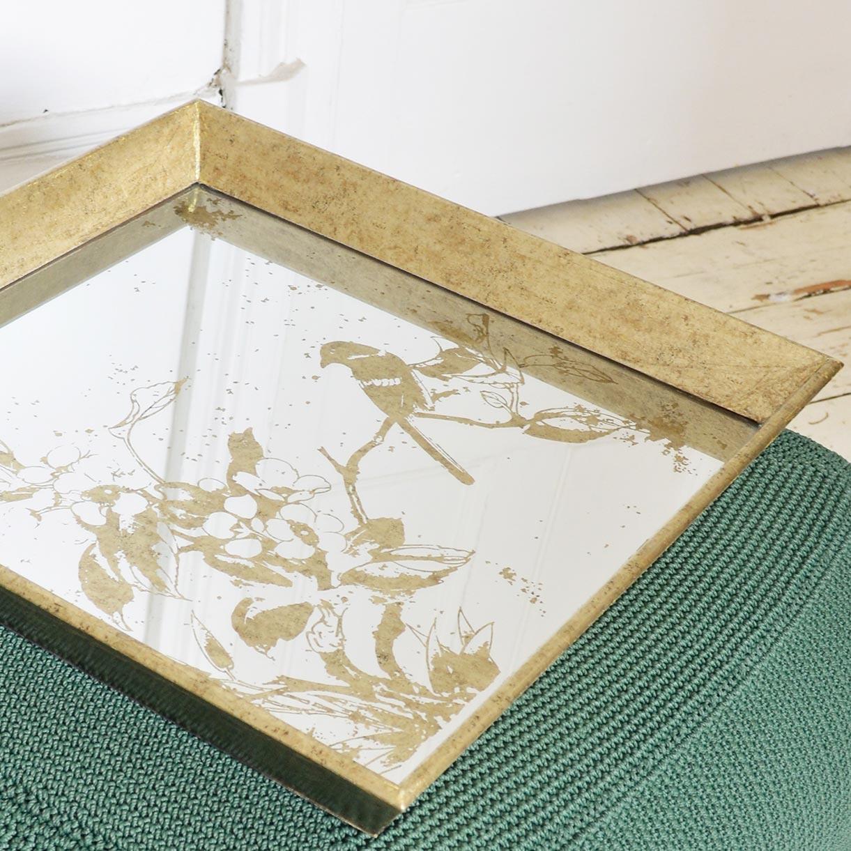 Aged Mirrored Square Tray - Image 3