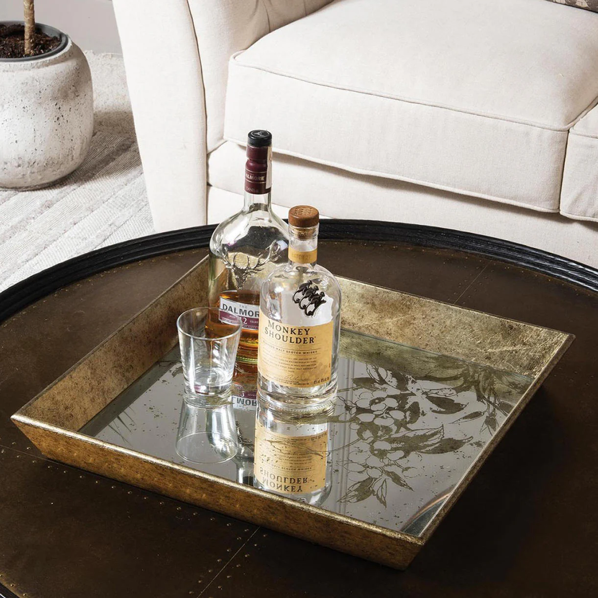 Aged Mirrored Square Tray - Image 5