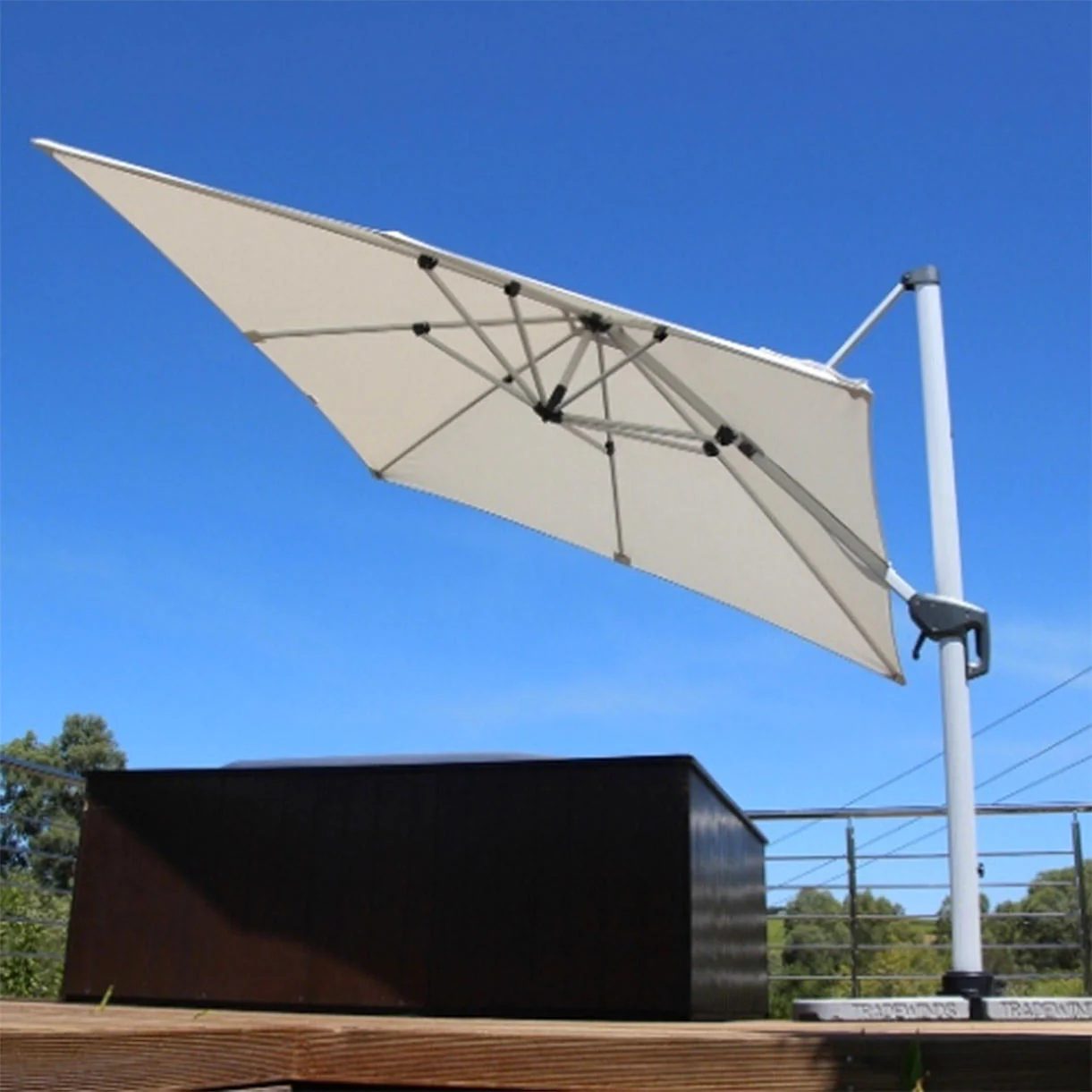 Aluminium Framed Cantilever Square Parasols and Base - Image 2