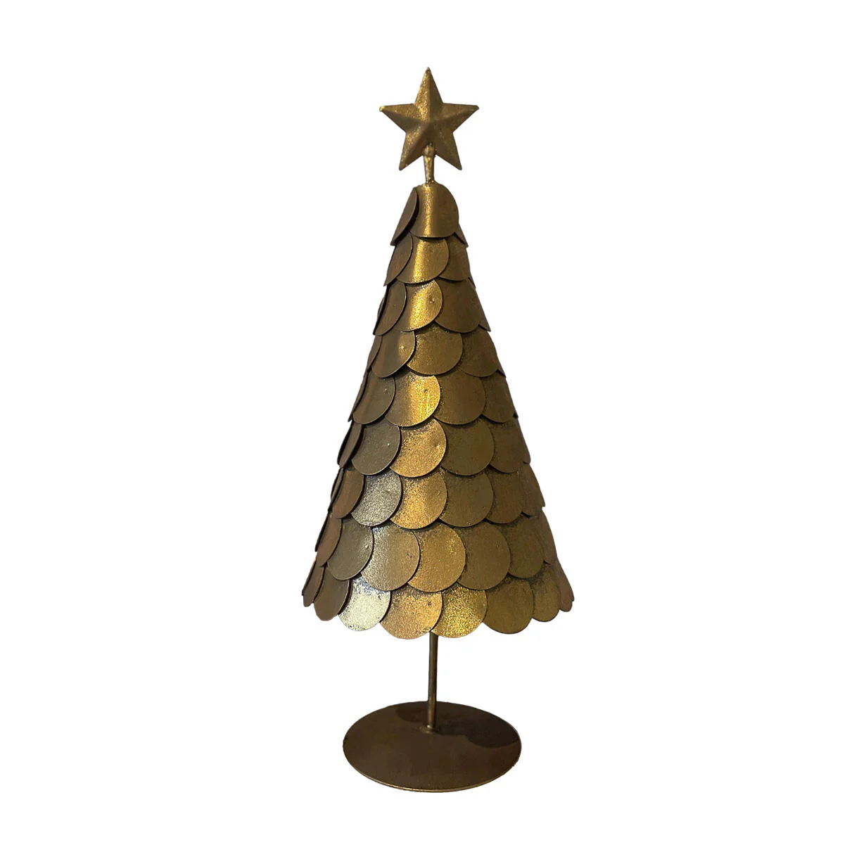 Antiqued Gold Metal Disc Christmas Tree - Image 4