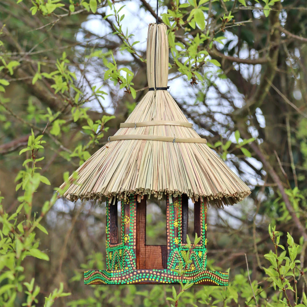 Artisan Balinese Thatched Bird Table - Image 2