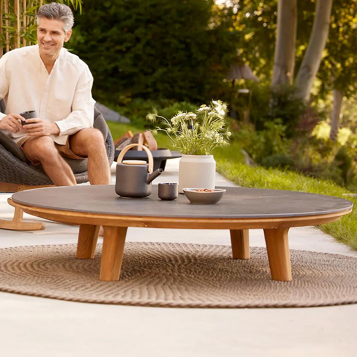 Aspect Round Teak Coffee Table - Image 2