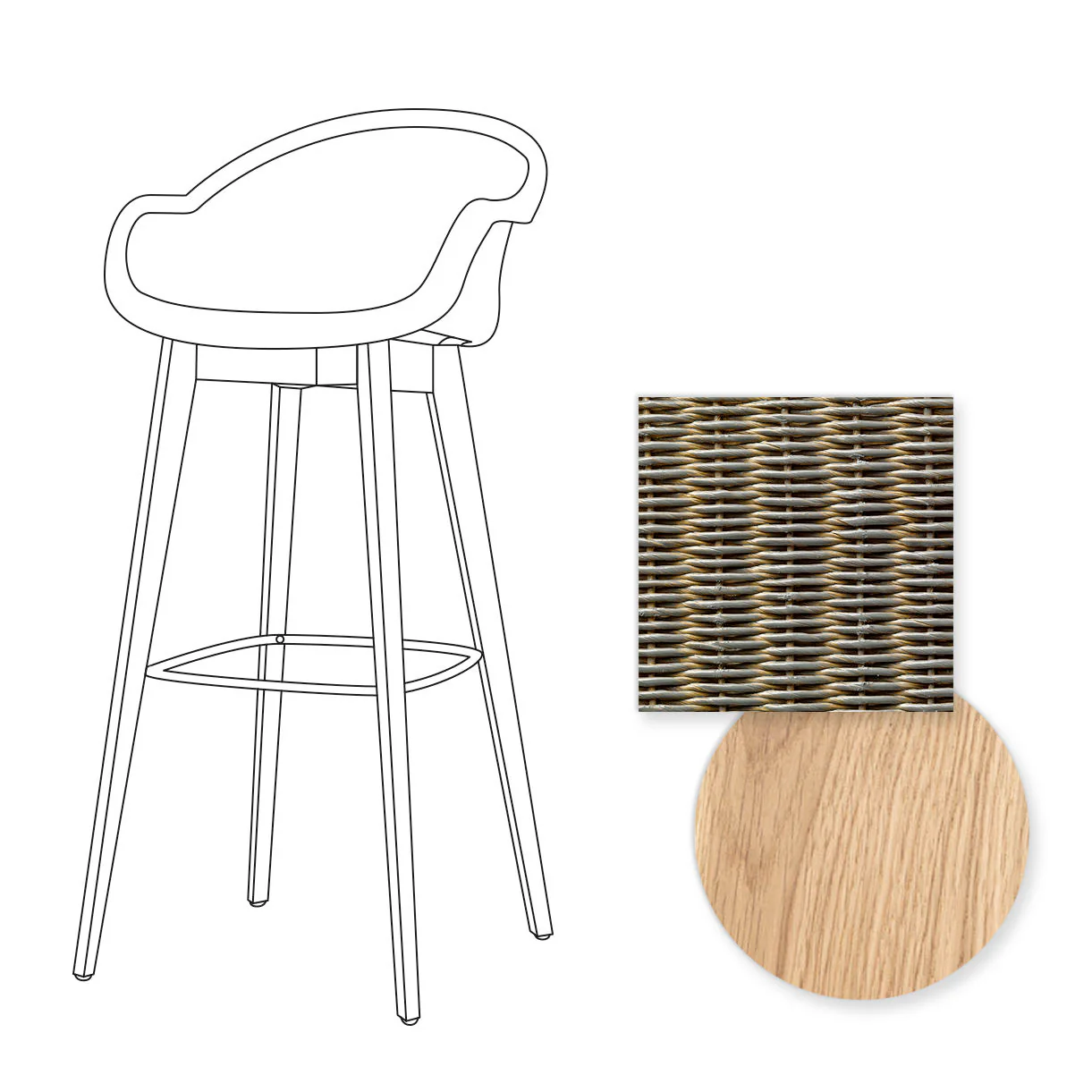 Avril Indoor Bar Stool with Oak Legs - Image 11