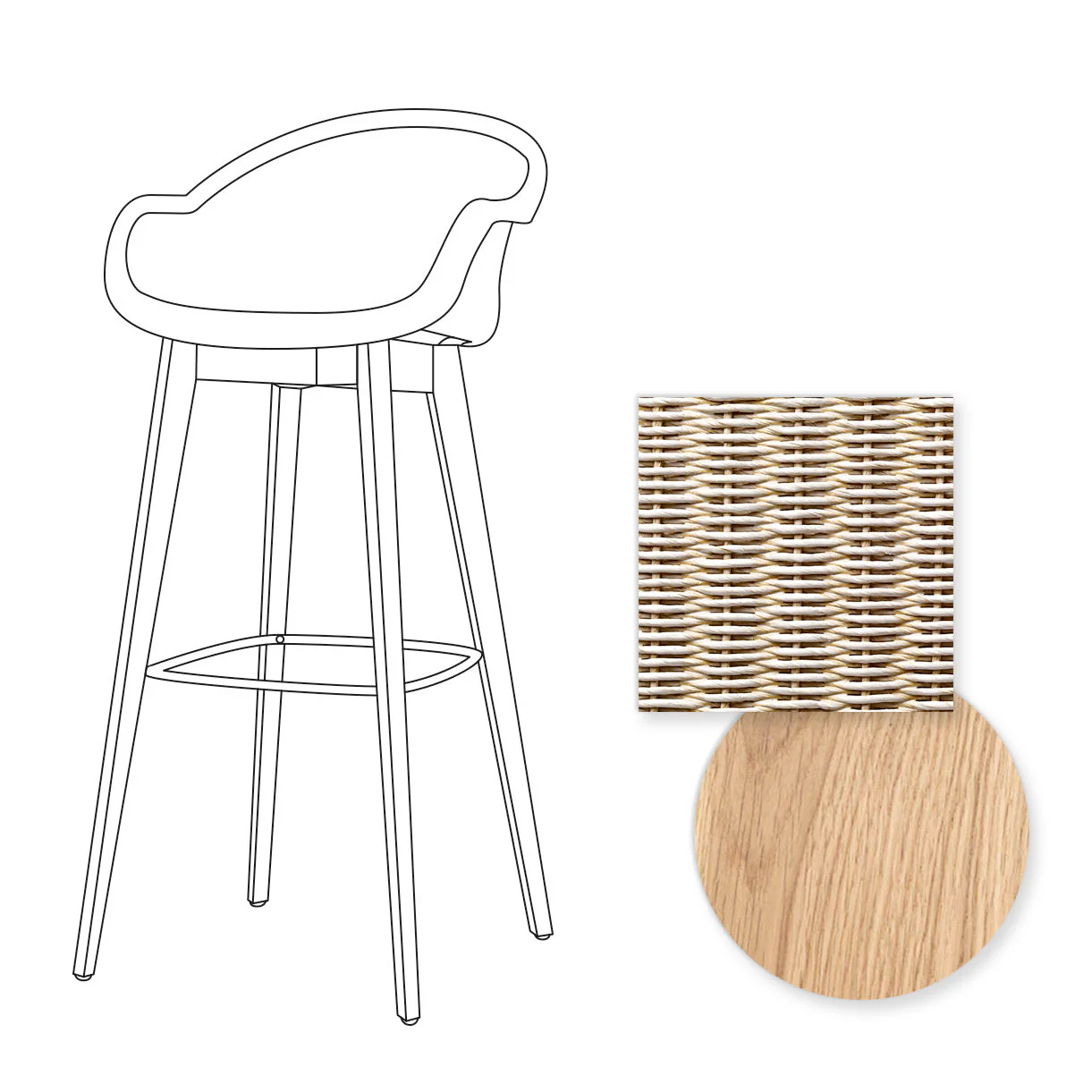 Avril Indoor Bar Stool with Oak Legs - Image 15