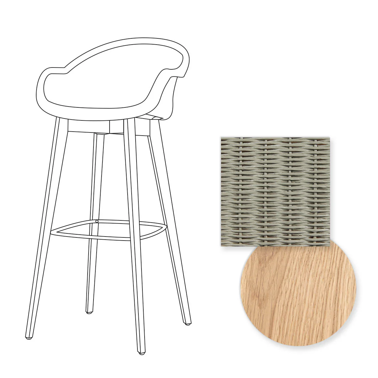 Avril Indoor Bar Stool with Oak Legs - Image 35