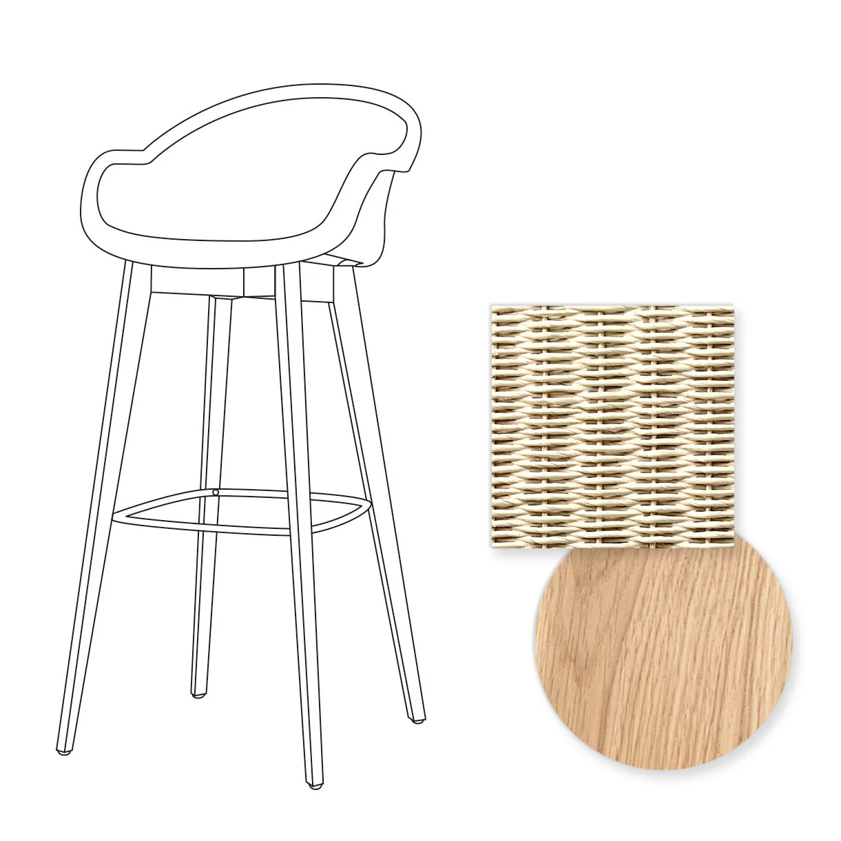 Avril Indoor Bar Stool with Oak Legs - Image 39