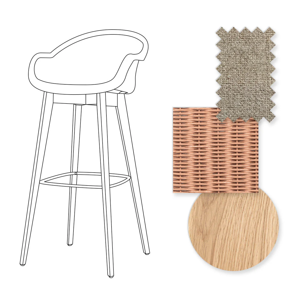 Avril Indoor Bar Stool with Oak Legs - Image 49
