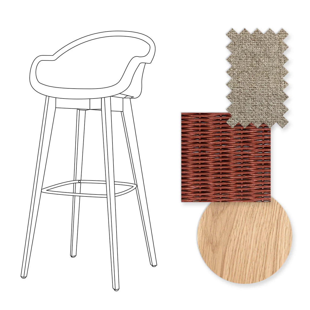Avril Indoor Bar Stool with Oak Legs - Image 53