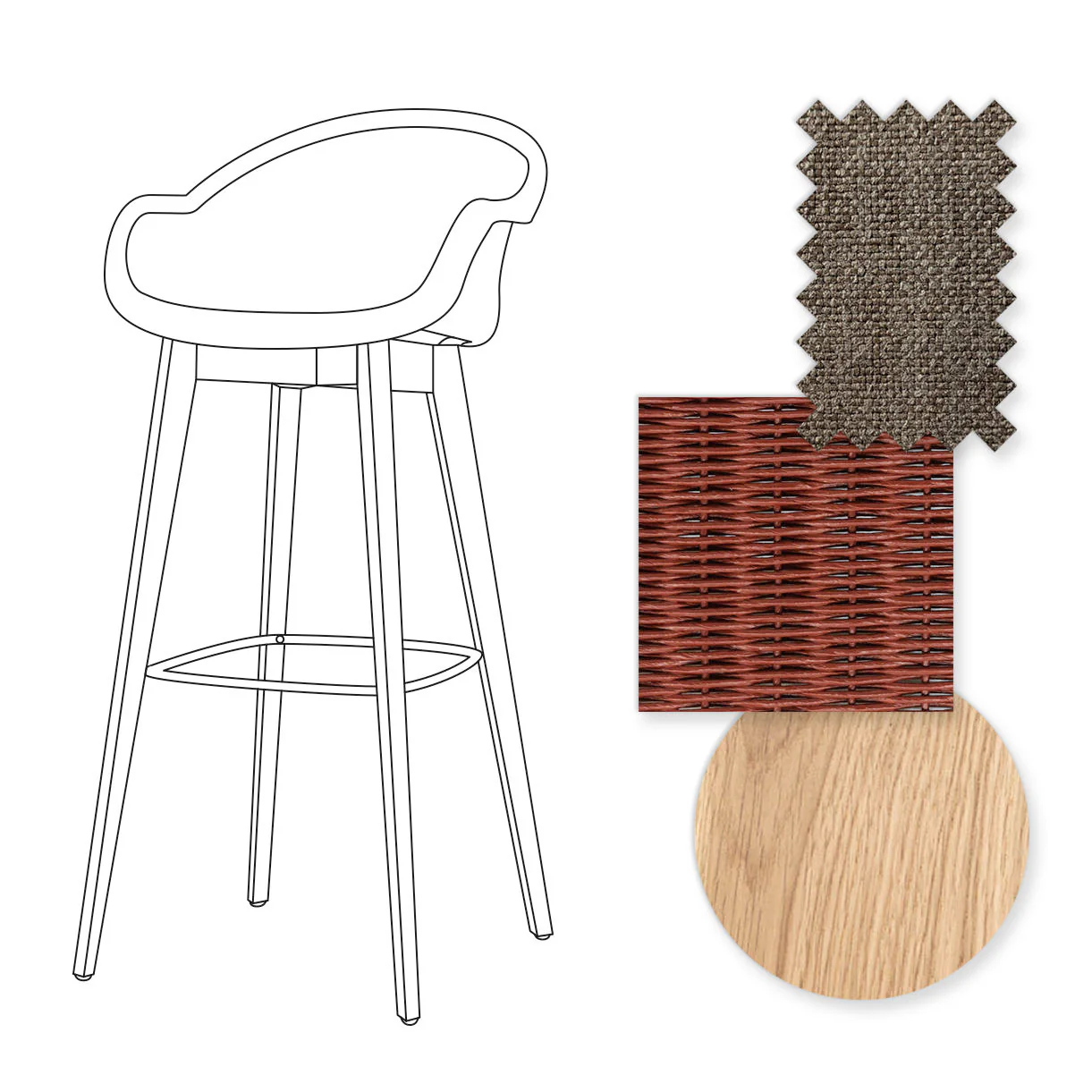 Avril Indoor Bar Stool with Oak Legs - Image 54