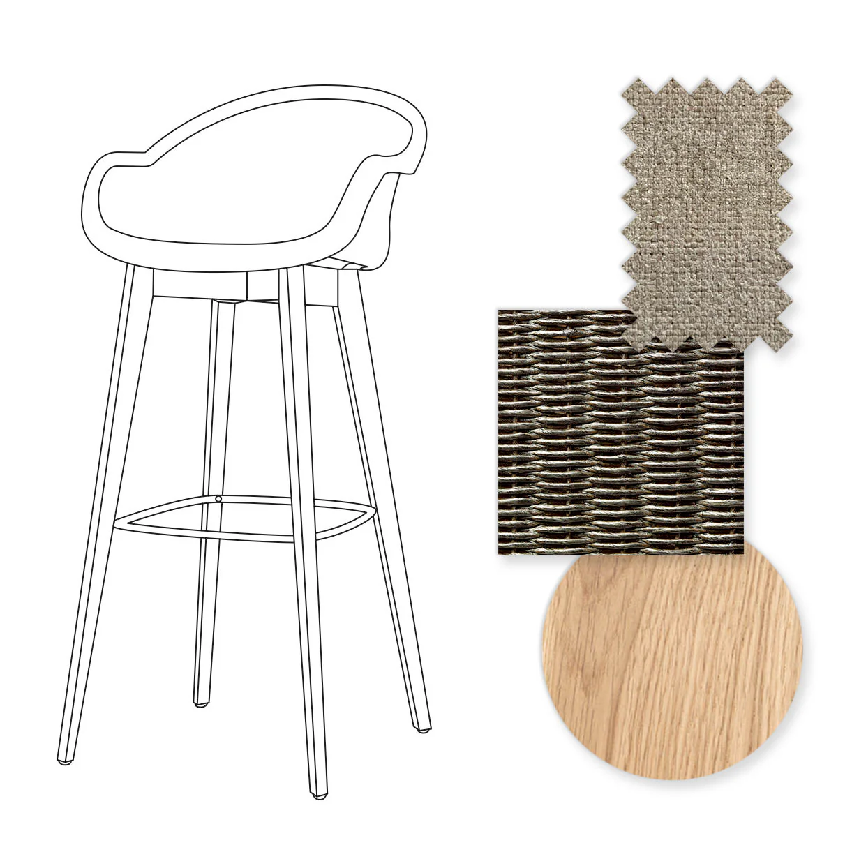Avril Indoor Bar Stool with Oak Legs - Image 57