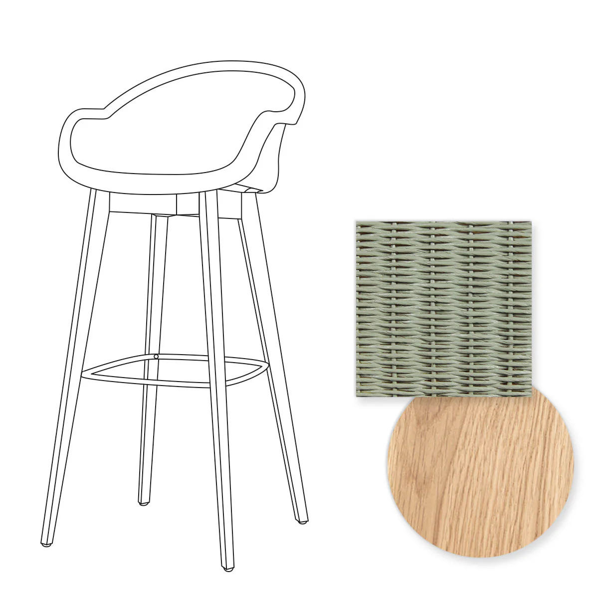 Avril Indoor Bar Stool with Oak Legs - Image 59