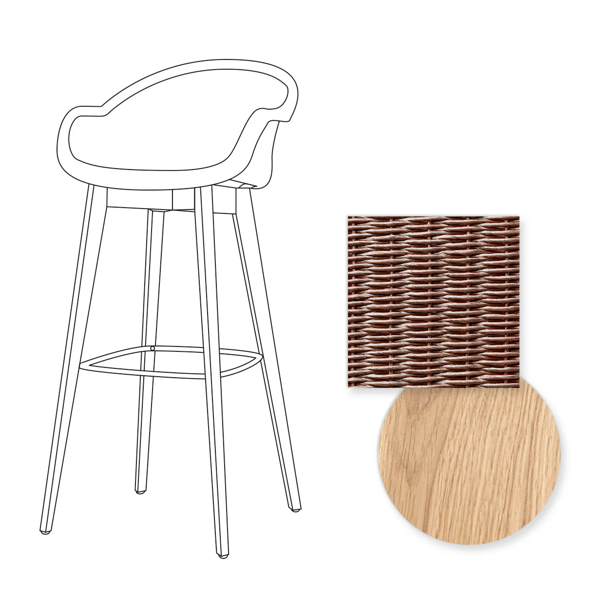 Avril Indoor Bar Stool with Oak Legs - Image 63