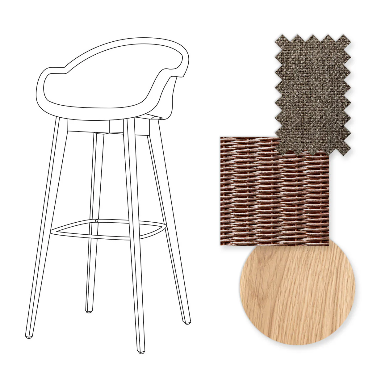 Avril Indoor Bar Stool with Oak Legs - Image 66