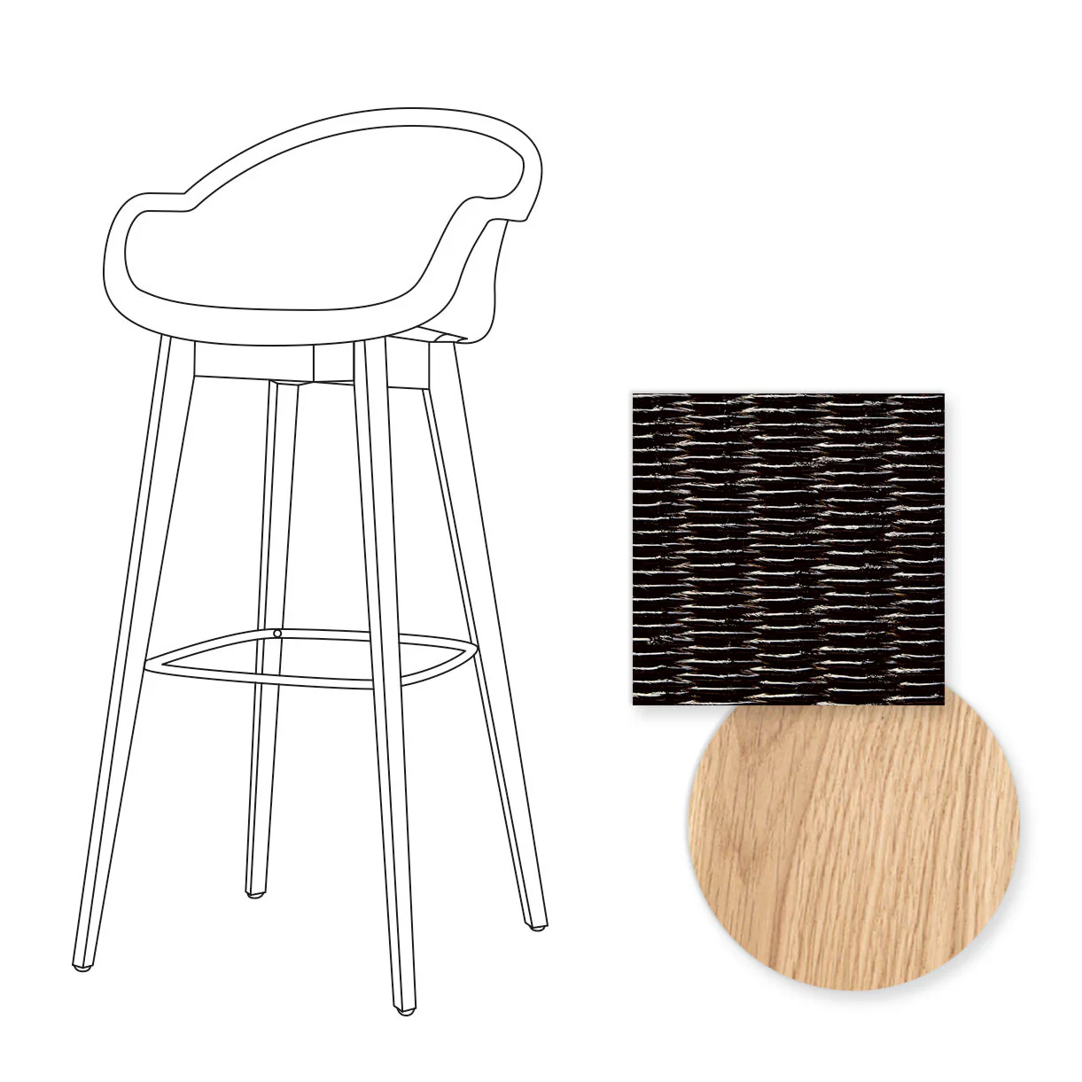 Avril Indoor Bar Stool with Oak Legs - Image 67