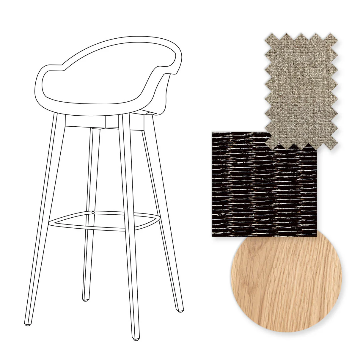 Avril Indoor Bar Stool with Oak Legs - Image 69