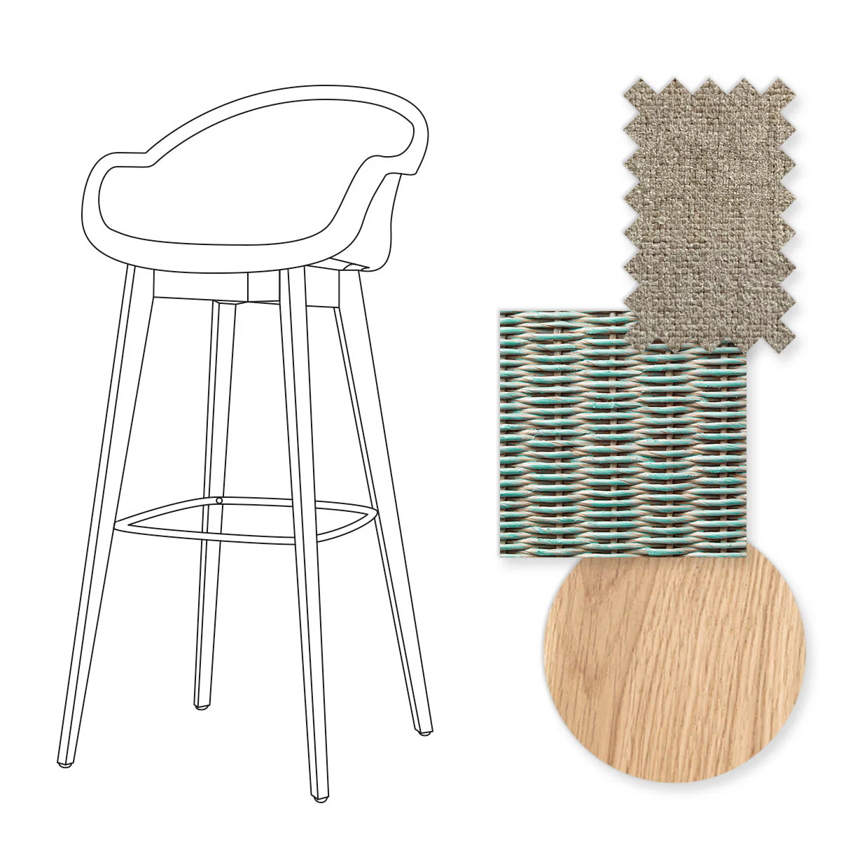 Avril Indoor Bar Stool with Oak Legs - Image 81