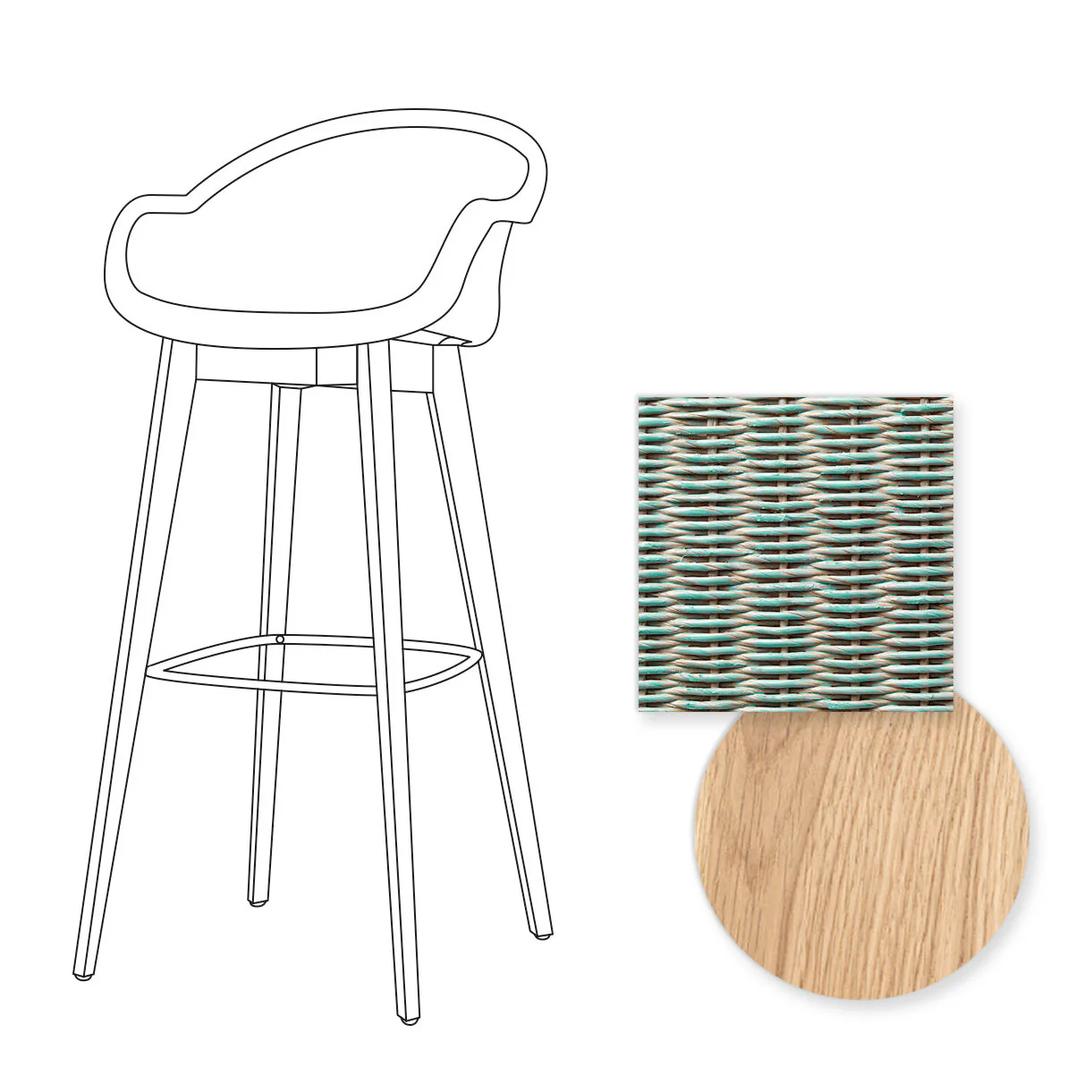 Avril Indoor Bar Stool with Oak Legs - Image 83