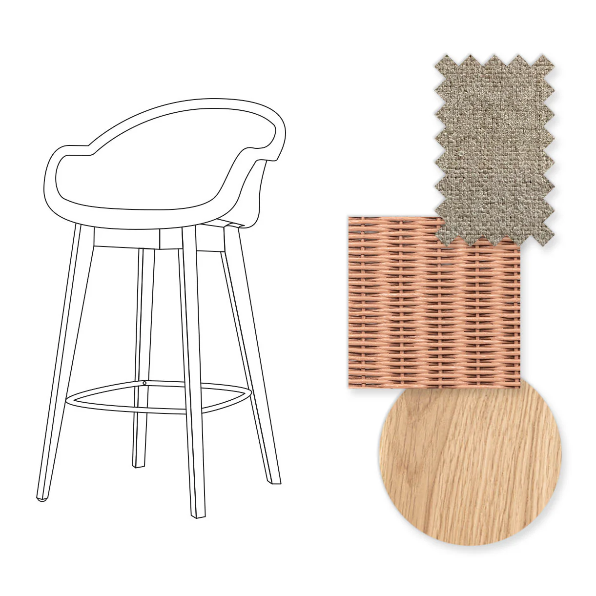 Avril Counter Stool with Oak Legs - Image 50
