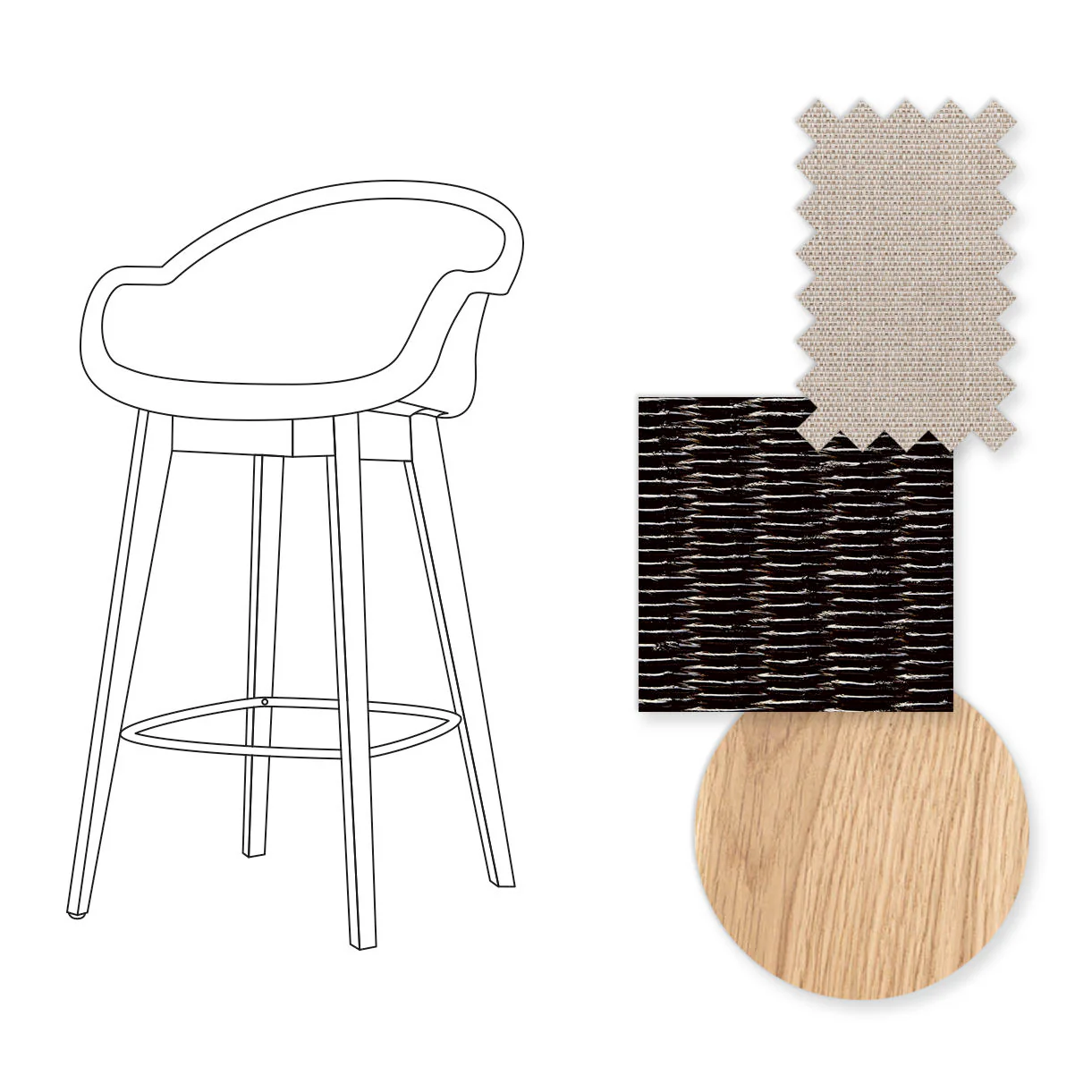 Avril Counter Stool with Oak Legs - Image 69