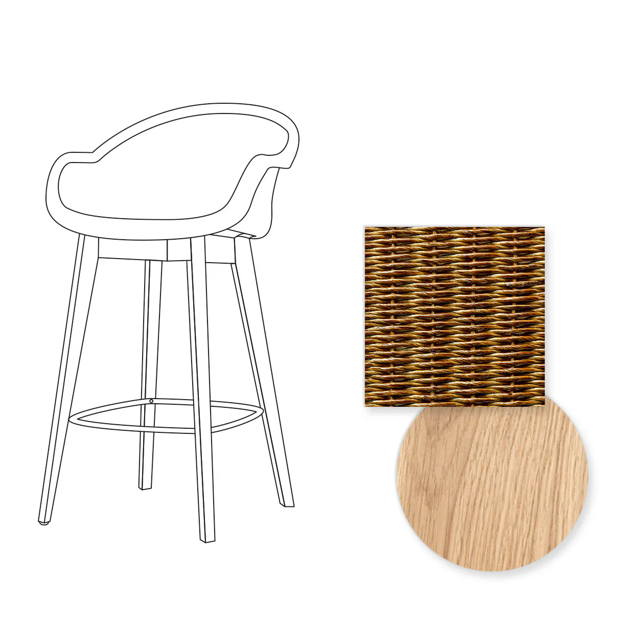 Avril Counter Stool with Oak Legs - Image 8