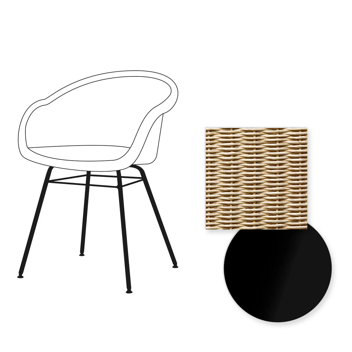 Avril Dining Chair with Black Steel Base - Image 3