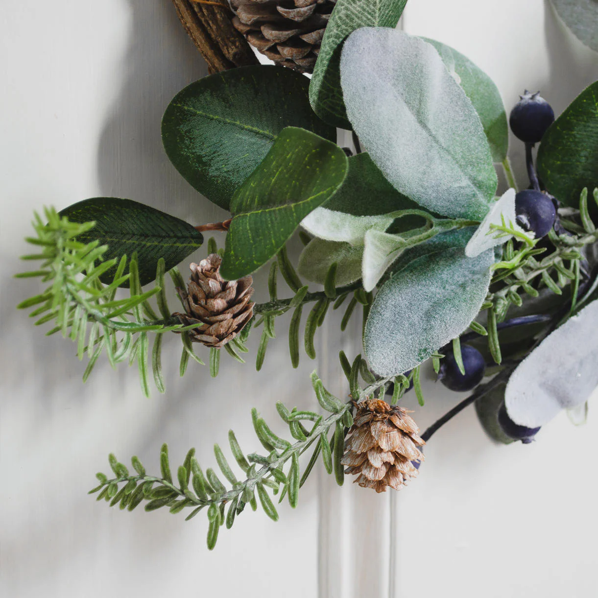 Blueberry Half Wreath with Pinecones - Image 2
