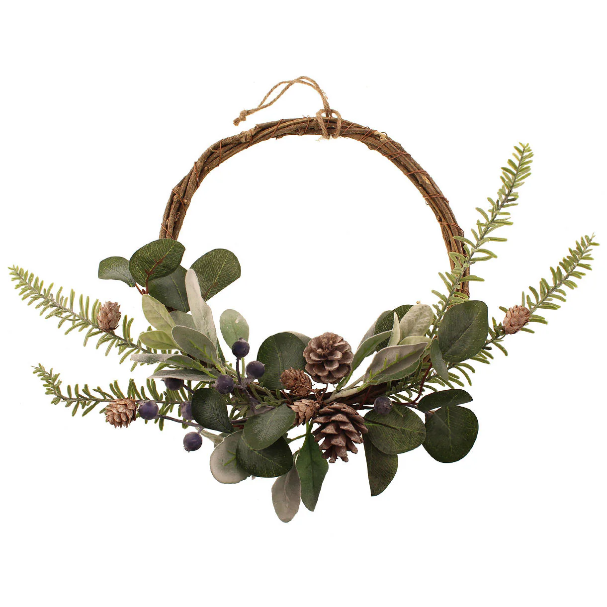 Blueberry Half Wreath with Pinecones - Image 3