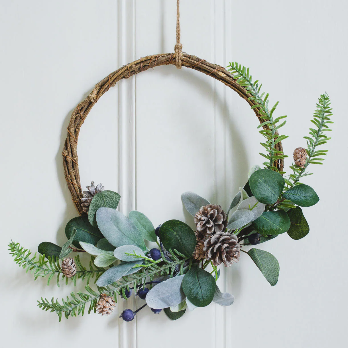 Blueberry Half Wreath with Pinecones - Image 4
