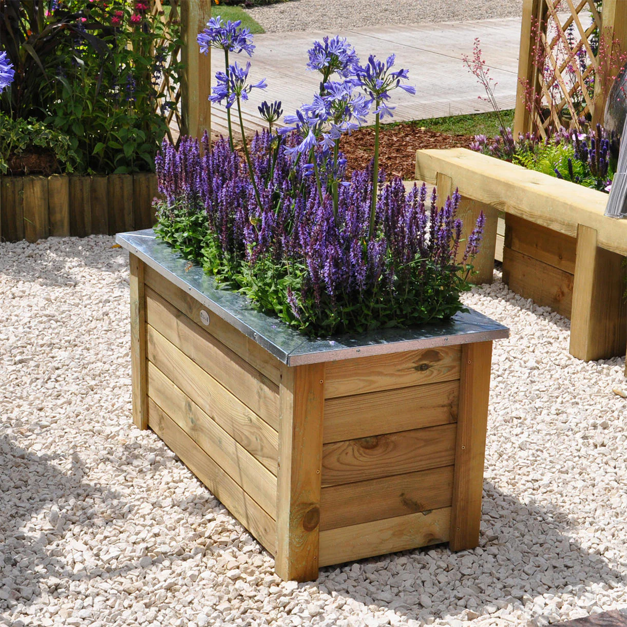 Cambridge Low Rectangular Wooden Planters