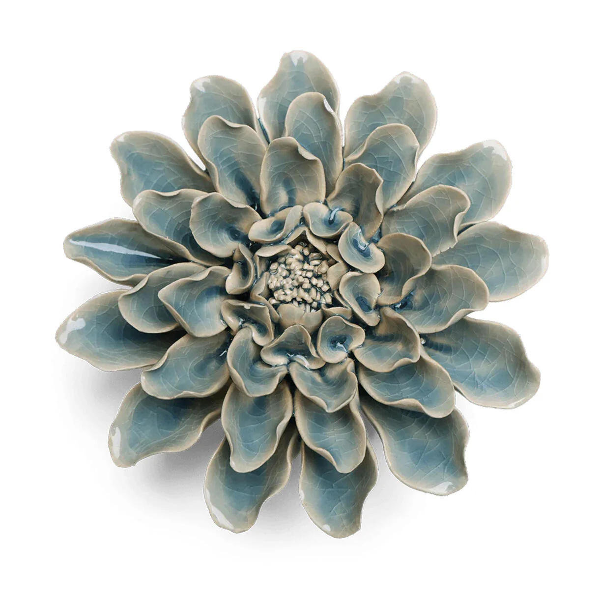 Ceramic Dahlia Flower Teal - Image 3