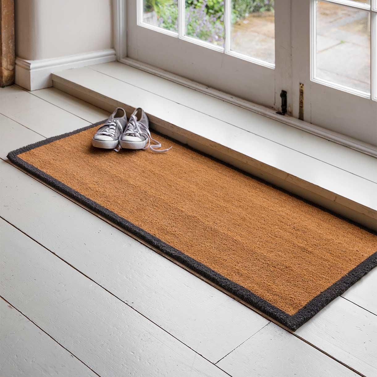 Coir Double Doormat with Charcoal Border