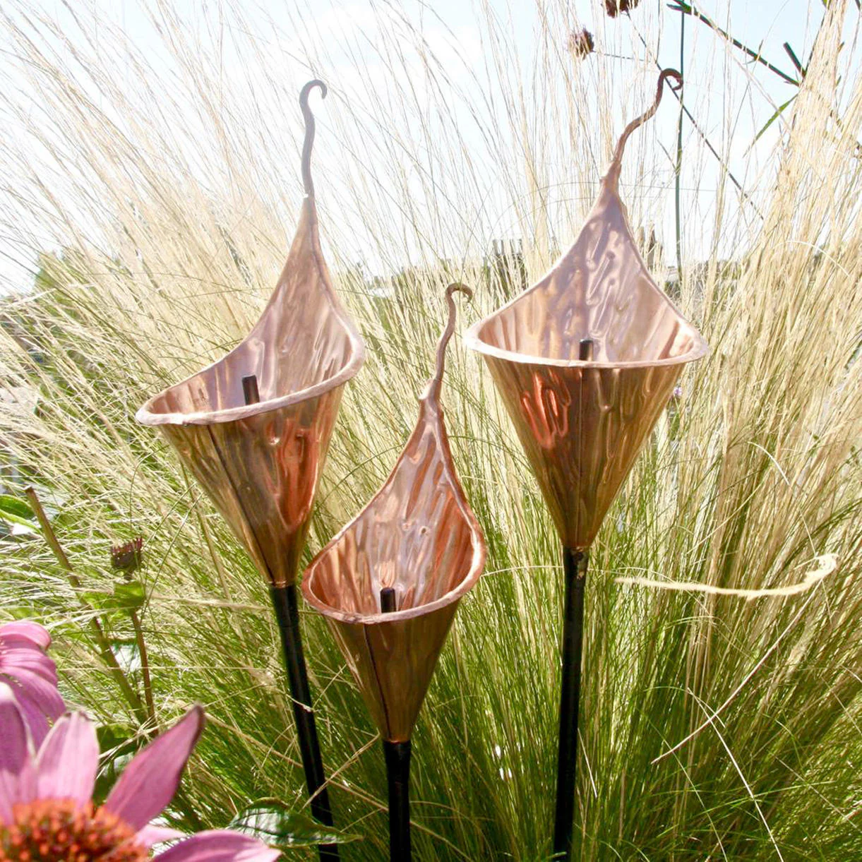 Copper Fluted Lily Sculptures - Image 2