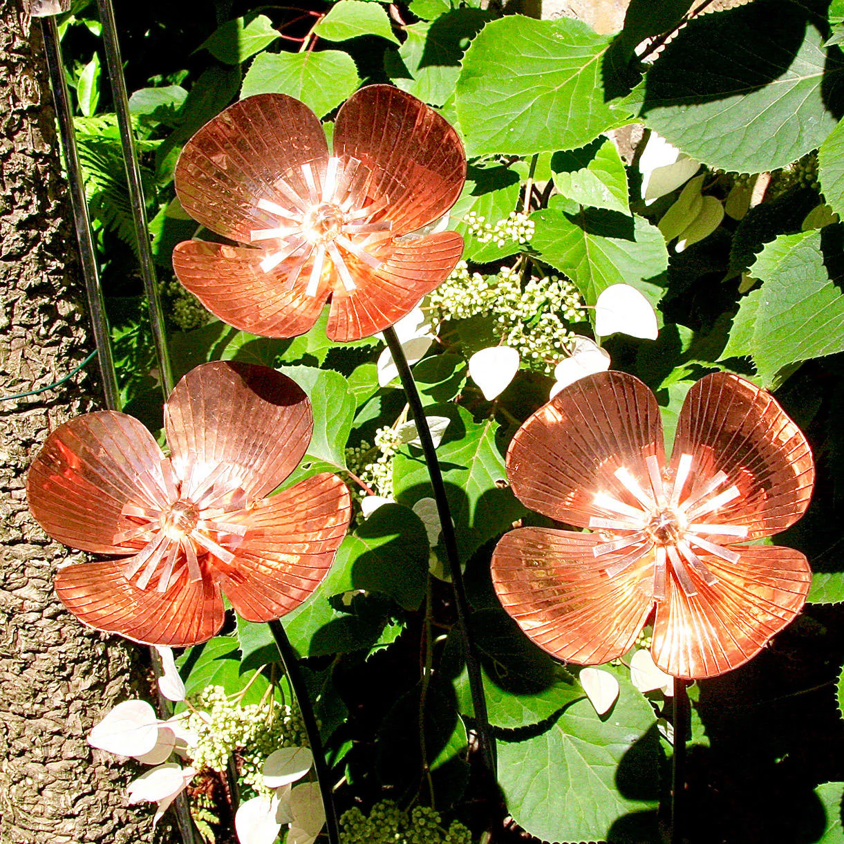 Copper Poppy Flower Stakes