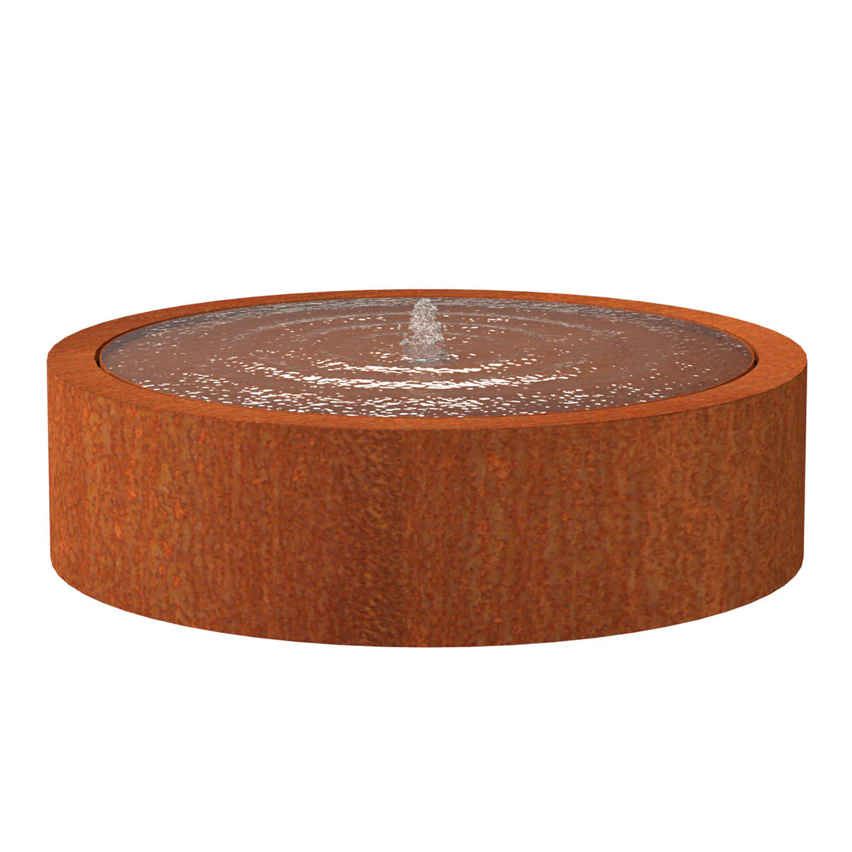 Corten Steel Round Water Pool with Fountain - Image 5