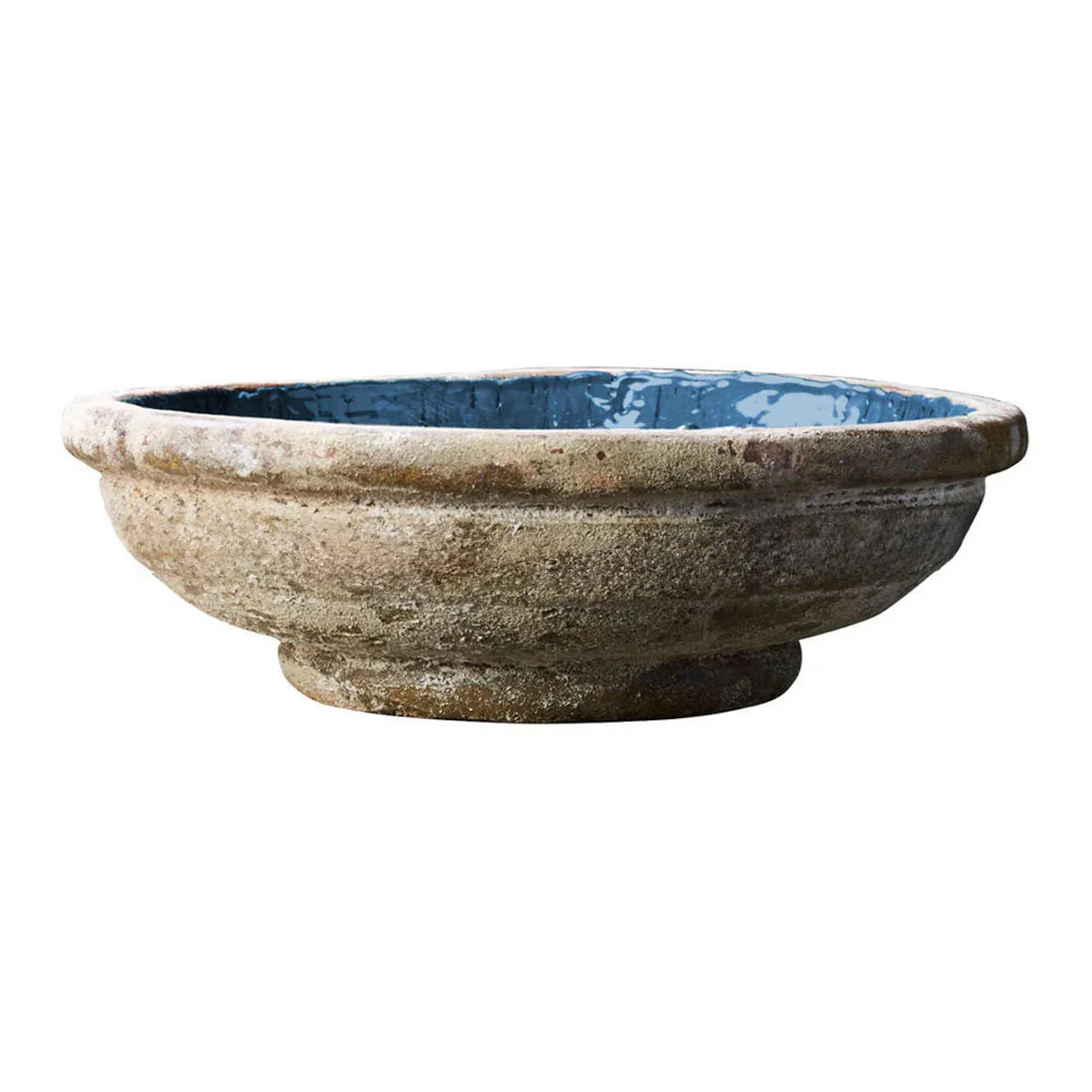 Deep Stoneware Water Bowl with Teal Glaze - Image 3