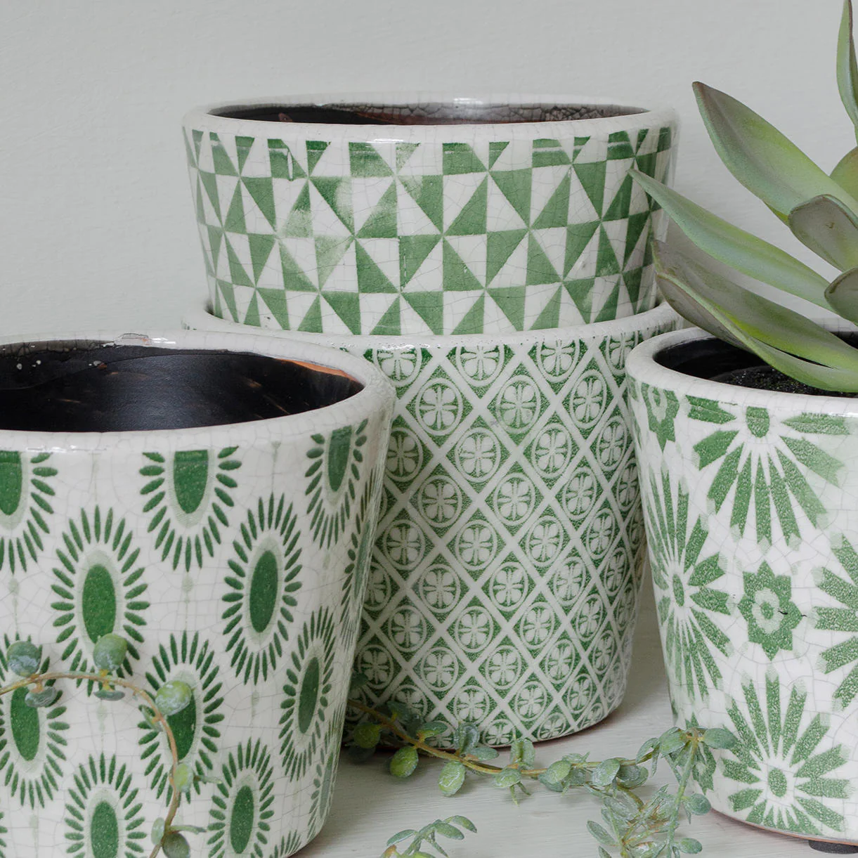Faded Green Vintage Plant Pots