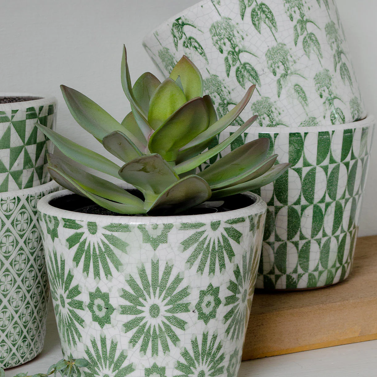 Faded Green Vintage Plant Pots - Image 2