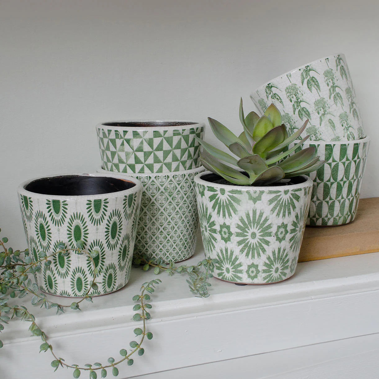 Faded Green Vintage Plant Pots - Image 3