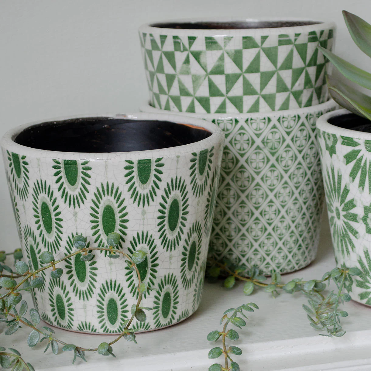 Faded Green Vintage Plant Pots - Image 4