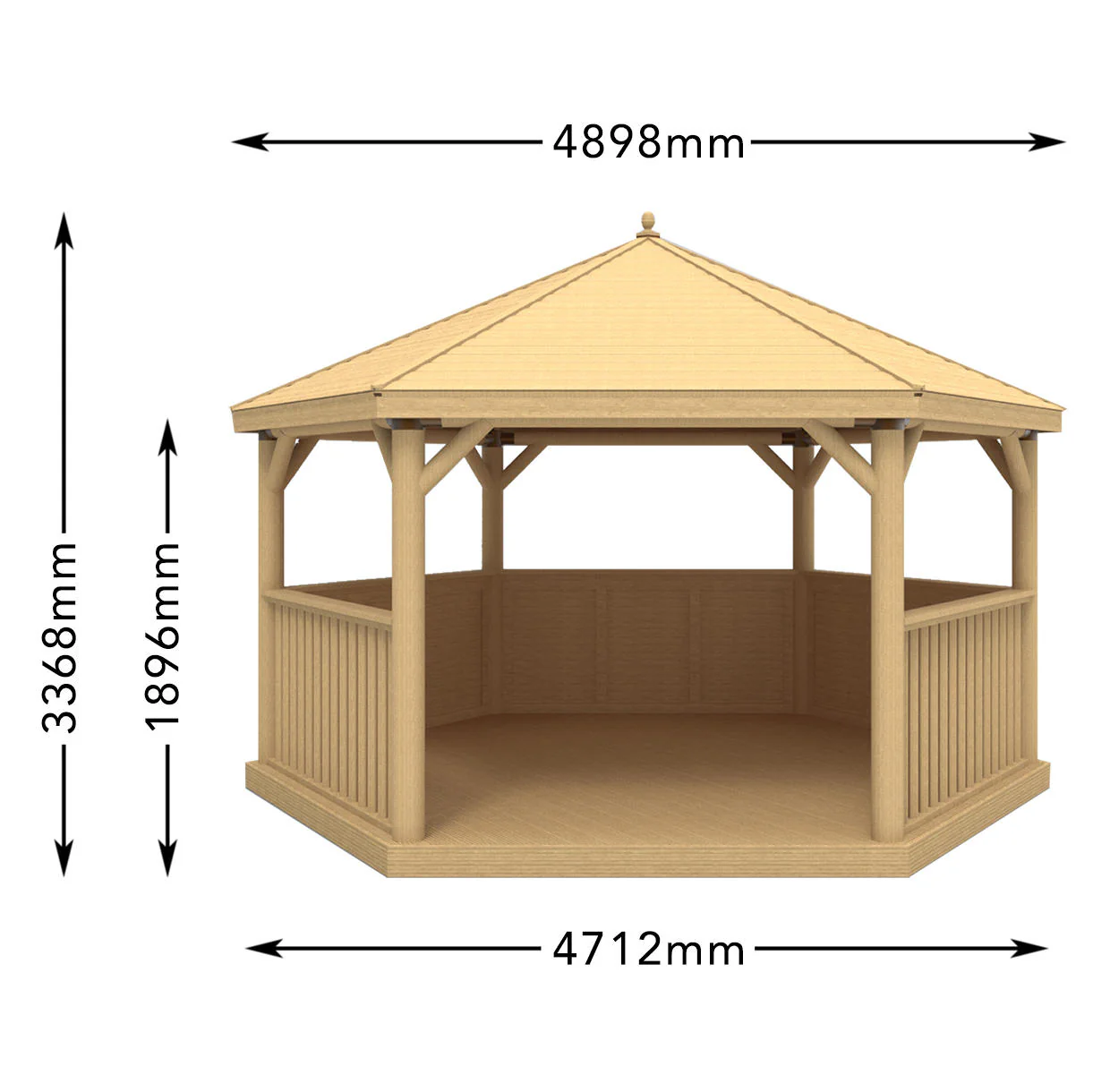 Furnished Cedar Tiled Roof Hexagonal 4.7m Gazebo - Image 5