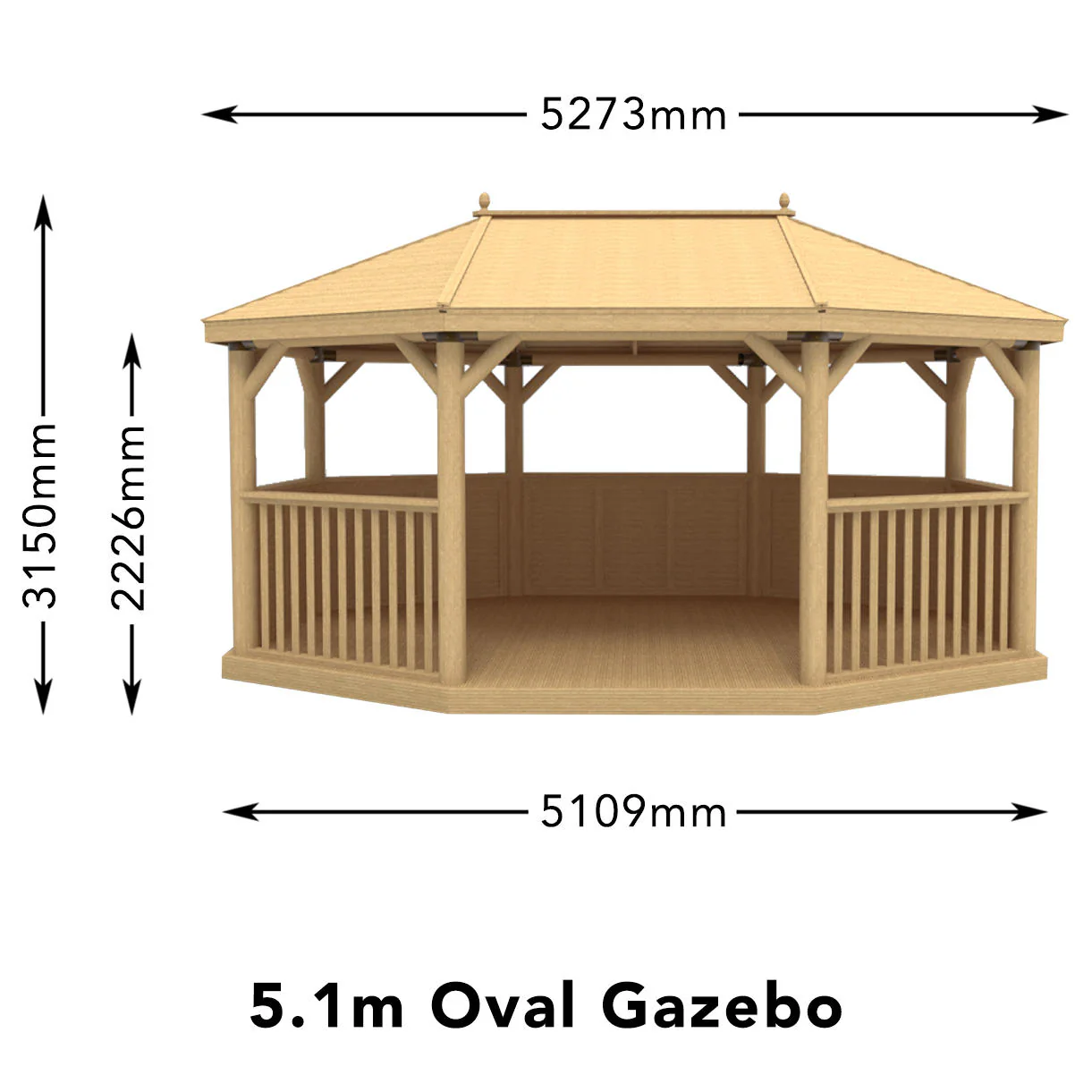 Furnished Oval Gazebos with Cedar Roof - Image 5