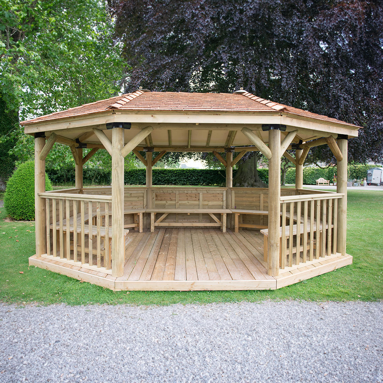 Furnished Oval Gazebos with Cedar Roof - Image 6