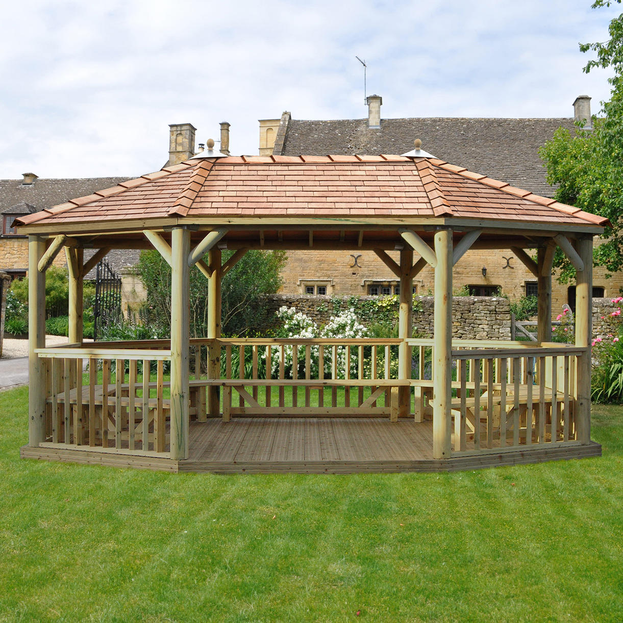 Furnished Oval Gazebos with Cedar Roof - Image 7