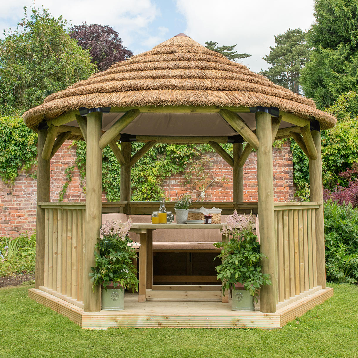 Furnished Thatched Hexagonal 3.6m Gazebo - Image 6
