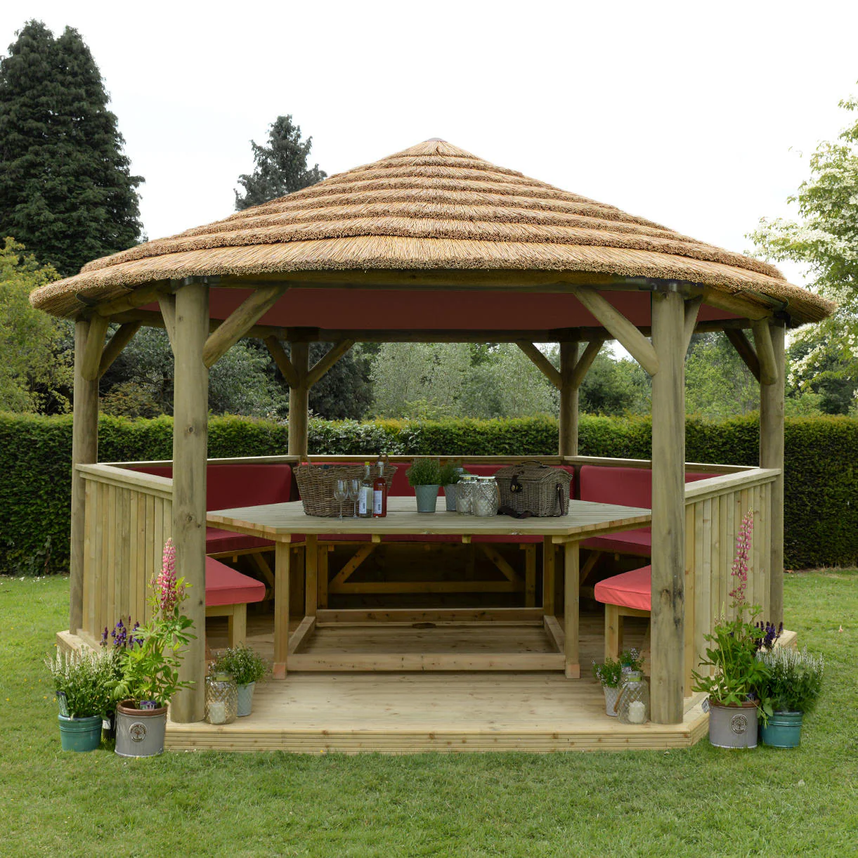 Furnished Thatched Hexagonal 4.7m Gazebo - Image 6