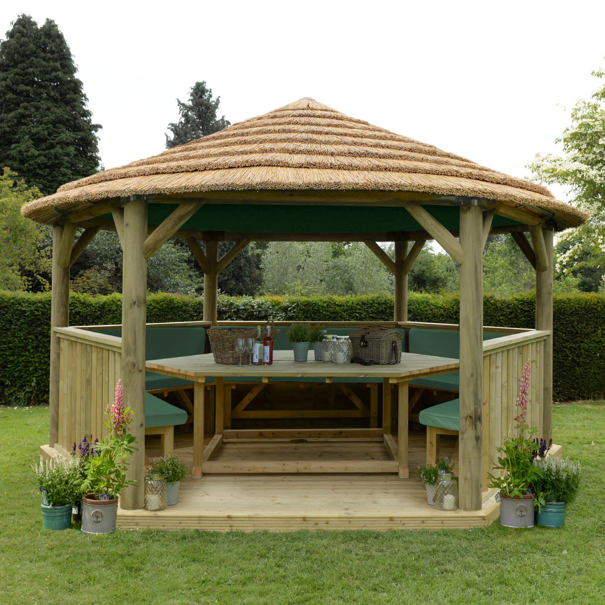 Furnished Thatched Hexagonal 4.7m Gazebo - Image 7